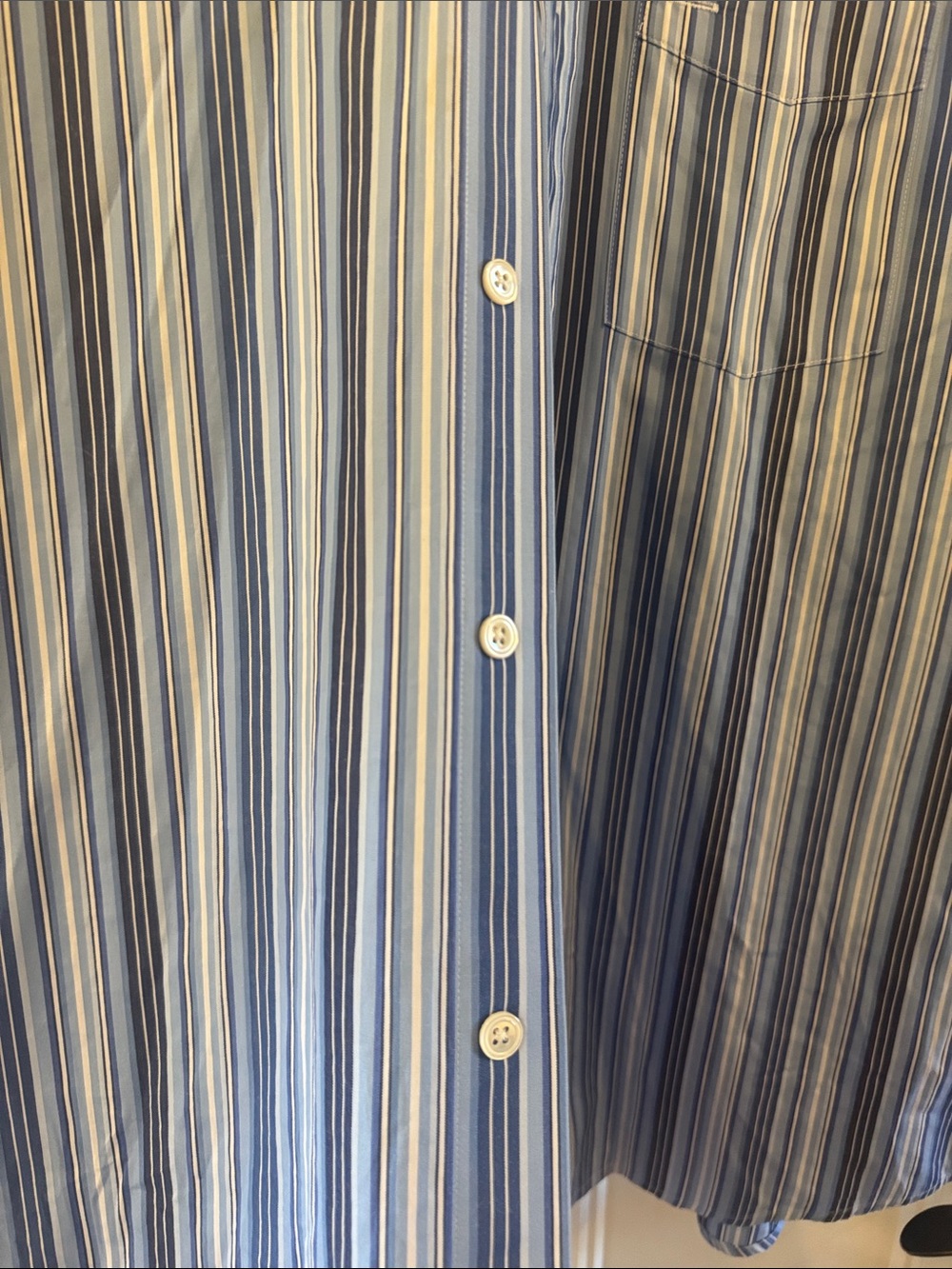 Faconnable Blue and White Vertical Stripe Men’s Dress Shirt - Picture 2 of 6